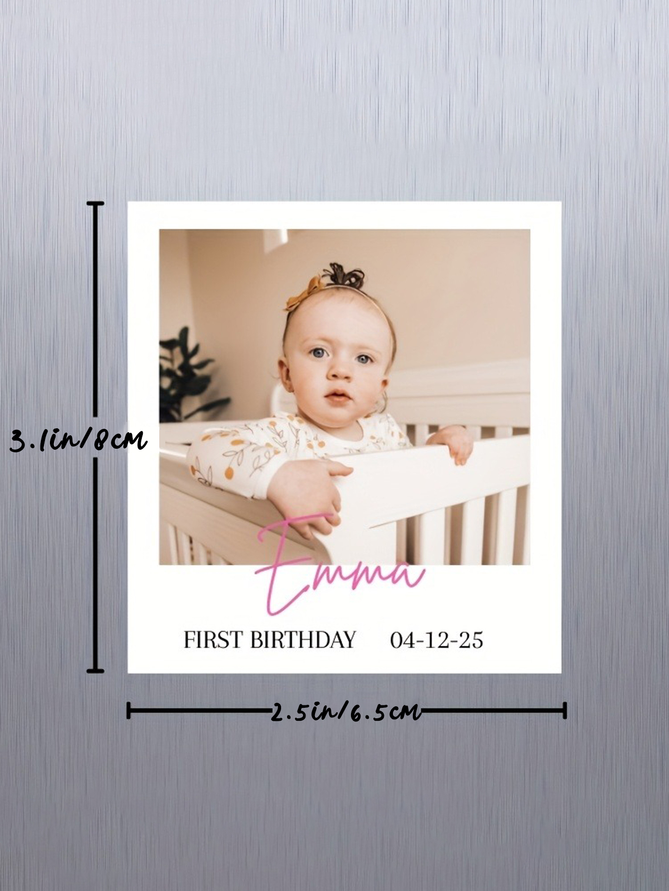 Custom Photo Fridge Magnets: Personalized First Birthday Party Gifts Photo Date Text Magnets